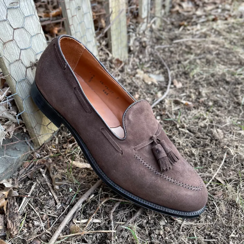 666 - Tassel Loafer in Brown Suede sold by Alden on Madison