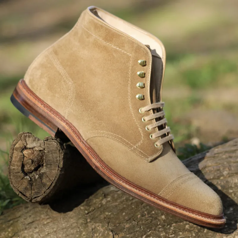 D2685H - 2/2 Cap Toe Boot in Tan Suede sold by Alden on Madison