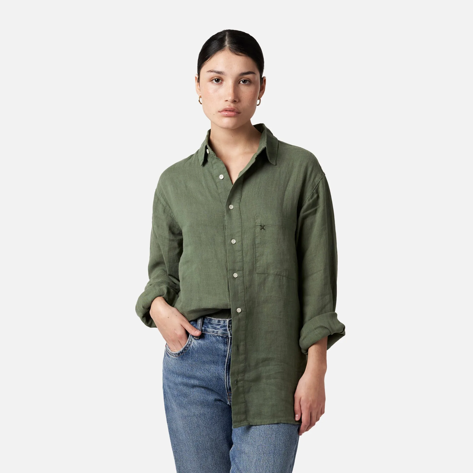 KHAKI LINEN SHIRT sold by Blue Banana product image thumbnail 3