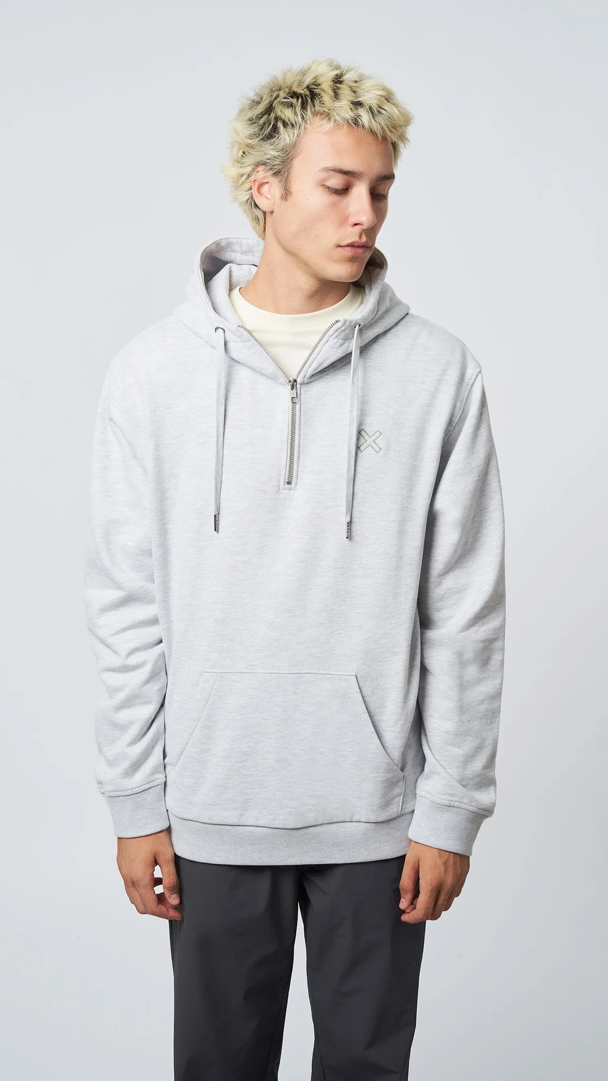 HALF ZIP HOODIE REEF LIGHT GREY MELANGE sold by Blue Banana product image thumbnail 5