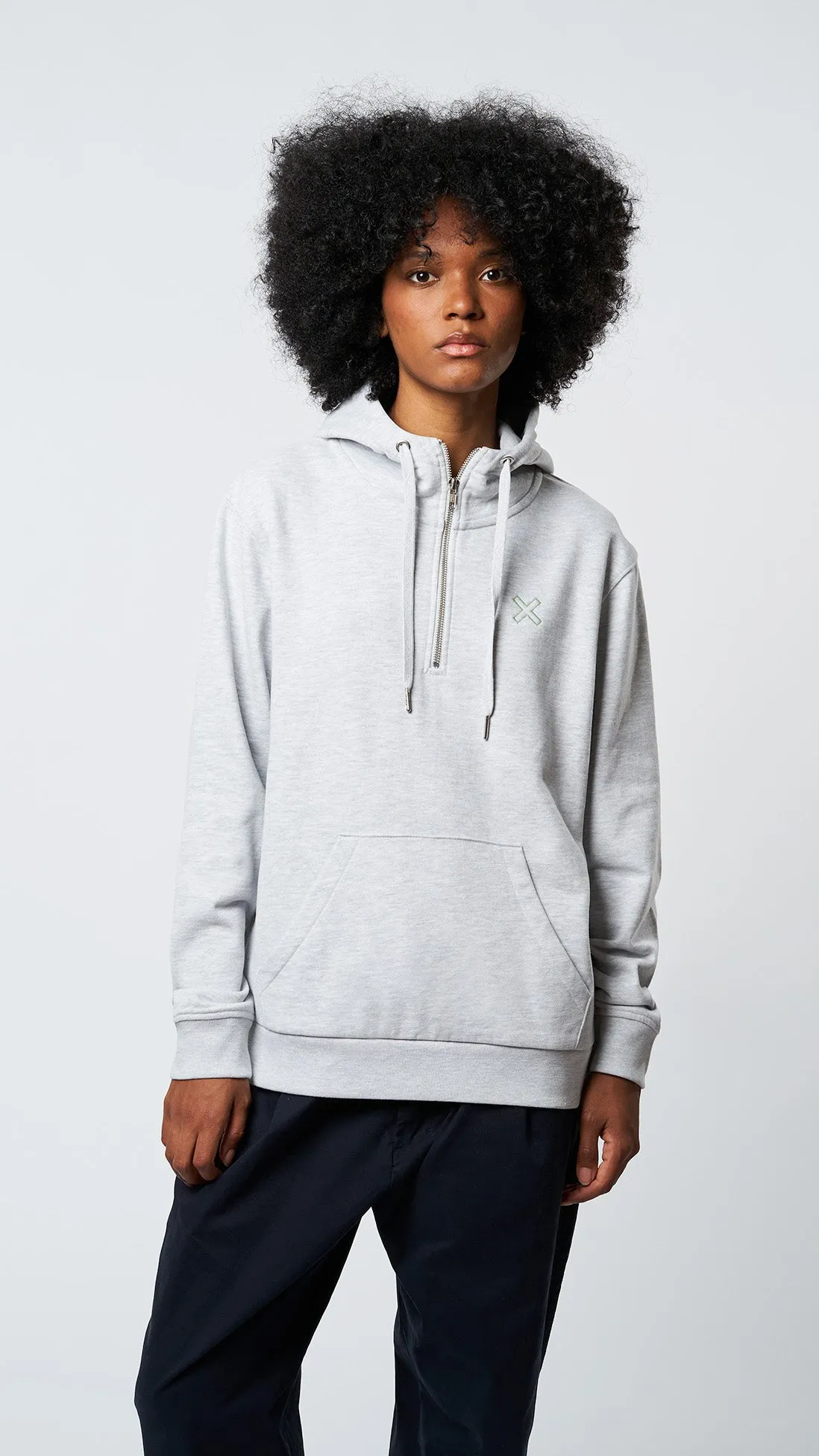 HALF ZIP HOODIE REEF LIGHT GREY MELANGE sold by Blue Banana product image thumbnail 3