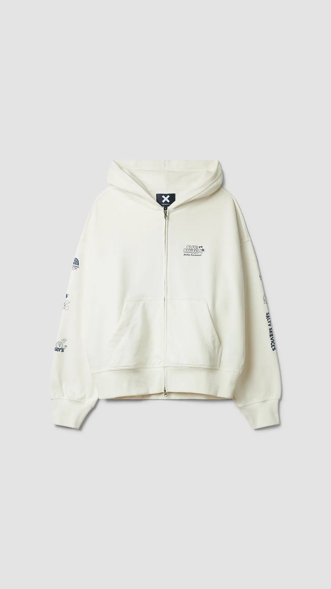 SUDADERA CON CAPUCHA FULL ZIP RANDOM BLANCO ROTO sold by Blue Banana