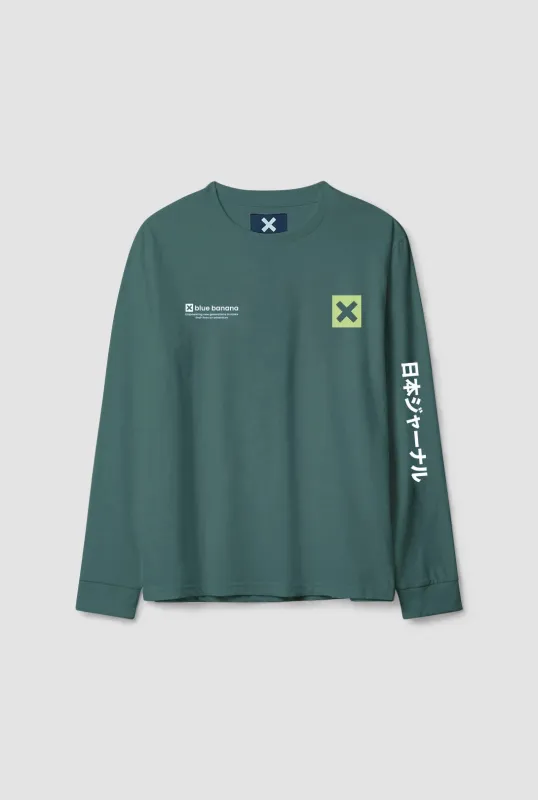 CAMISETA MANGA LARGA JOURNAL TREKKING GREEN sold by Blue Banana