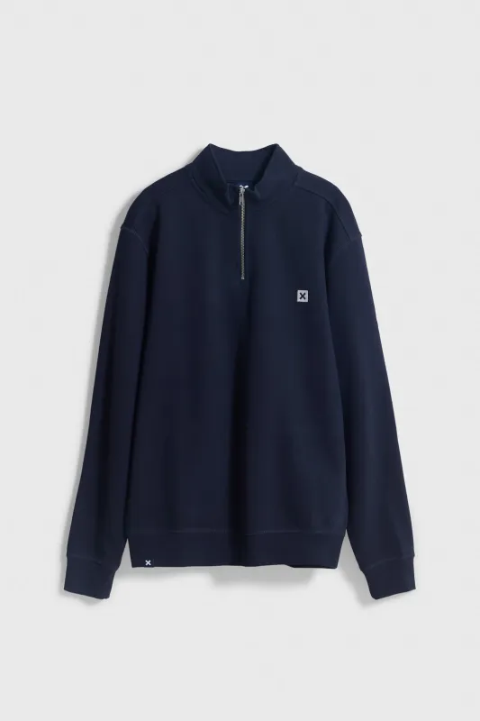 SUDADERA HALF ZIP LOGO AZUL MARINO made by Blue Banana