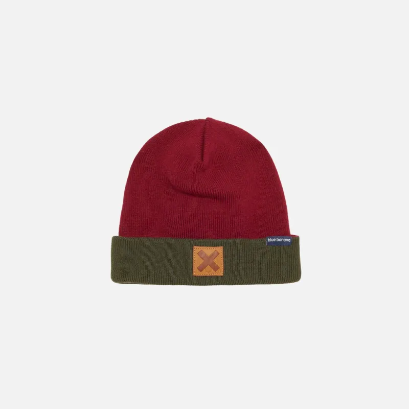 KHAKI & BURGUNDY BICOLOR BEANIE sold by Blue Banana