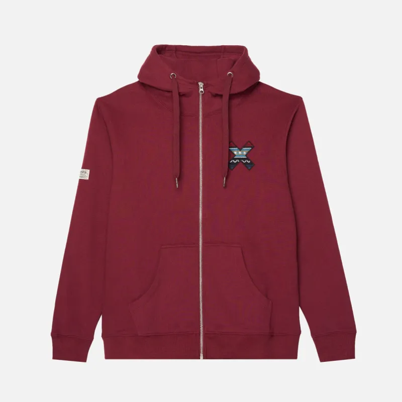 BURGUNDY NEDERLAND FULL ZIP HOODIE sold by Blue Banana