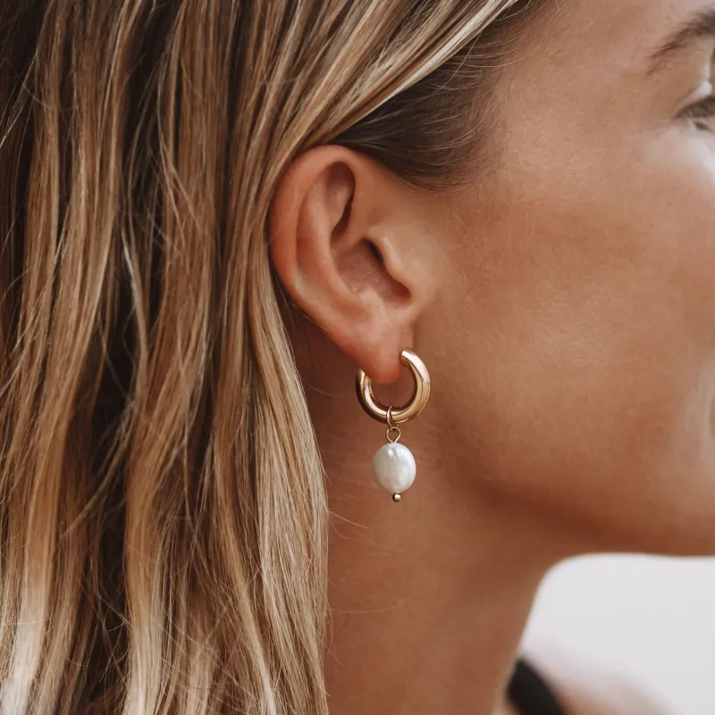 Chunky Pearl Hoops sold by Atolea