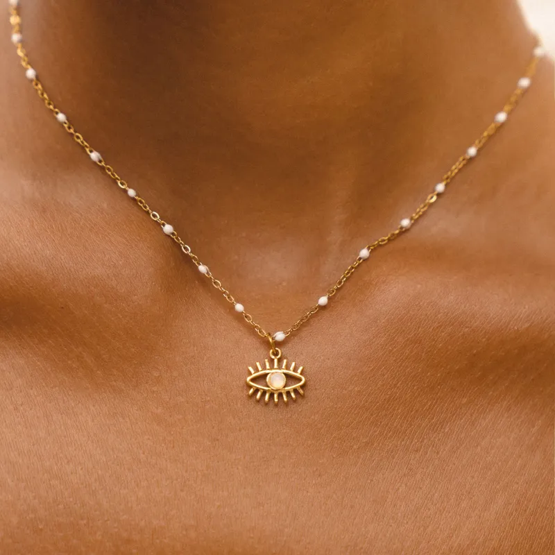 Opal Evil Eye Necklace made by Atolea