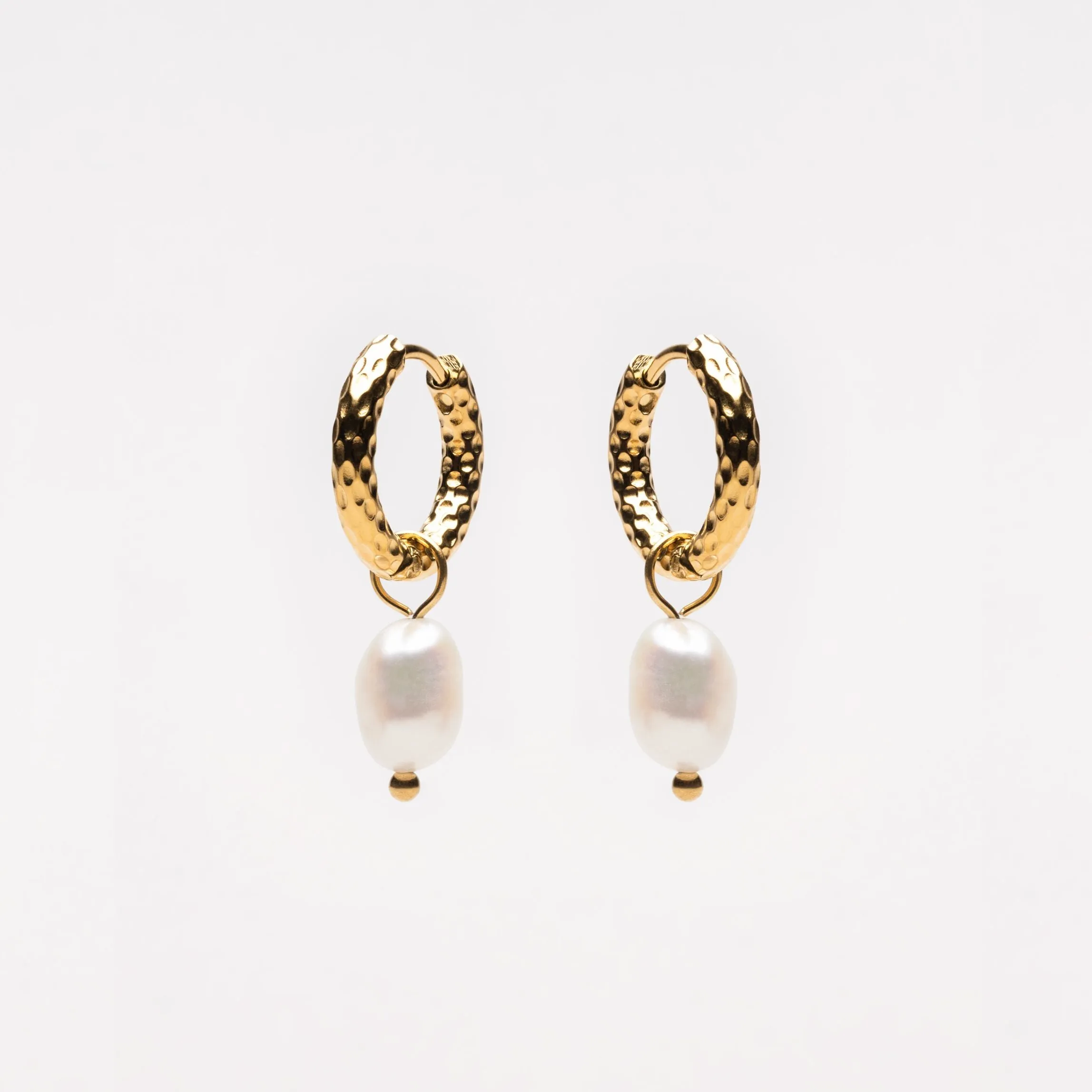 Hammered Pearl Hoop Earrings sold by Atolea product image thumbnail 5