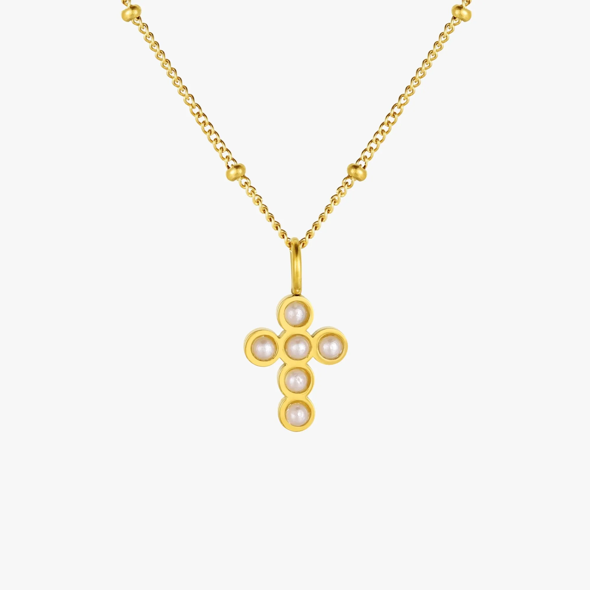 Pearl Cross Necklace sold by Atolea product image thumbnail 4