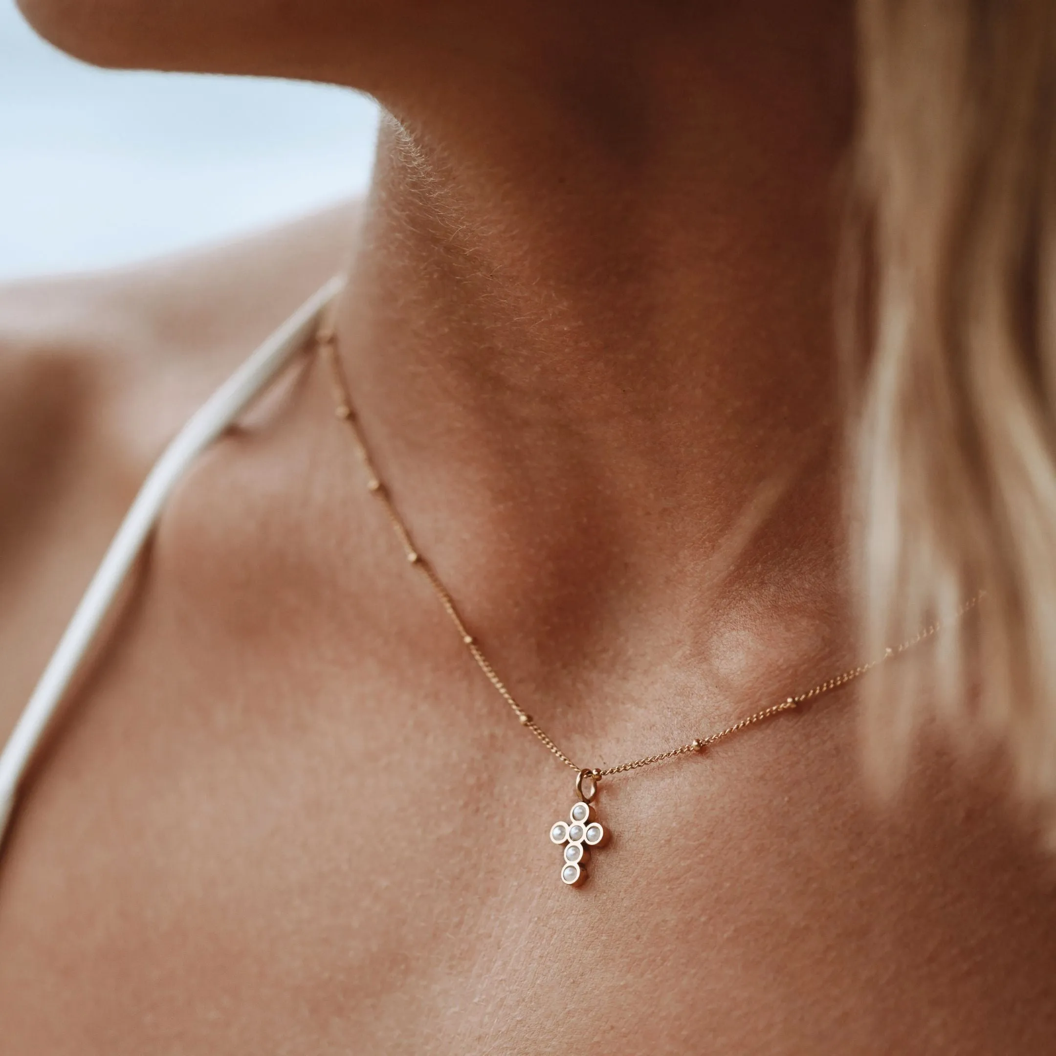 Pearl Cross Necklace sold by Atolea product image thumbnail 3