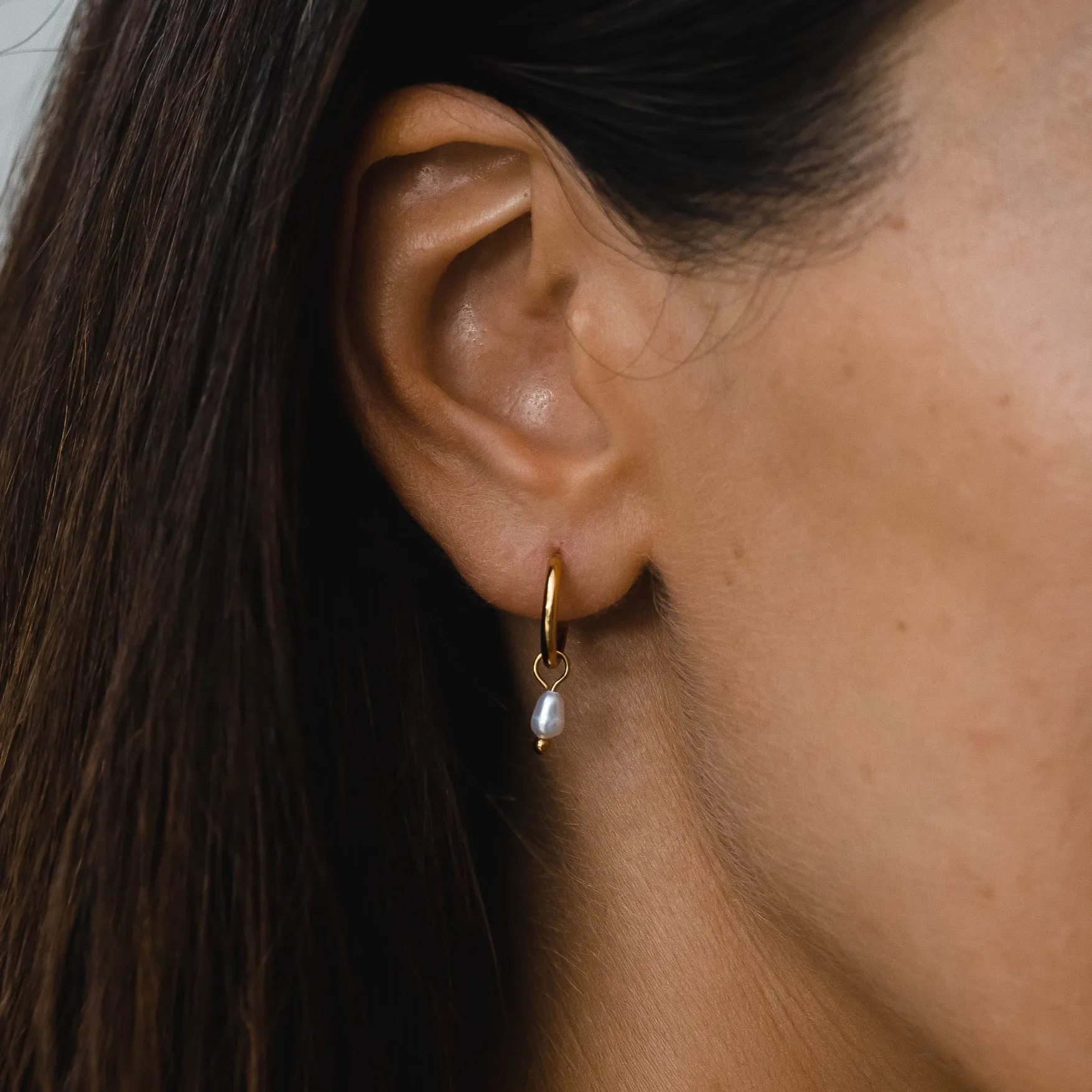 Pearl Huggie Hoops sold by Atolea product image thumbnail 2