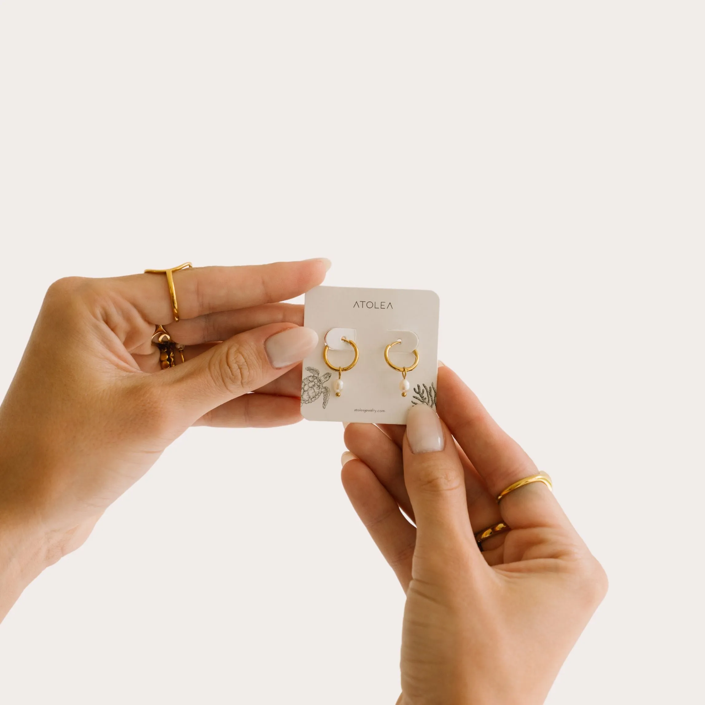 Pearl Huggie Hoops sold by Atolea product image thumbnail 5