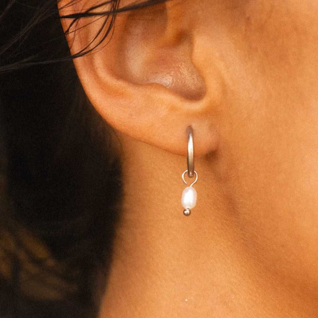 Pearl Huggie Hoops sold by Atolea product image thumbnail 3