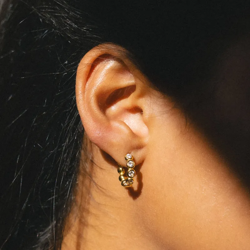 Beaded Diamond Hoops sold by Atolea