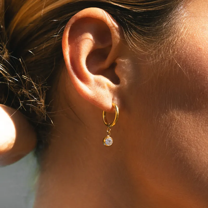 Birthstone Charm Hoops sold by Atolea