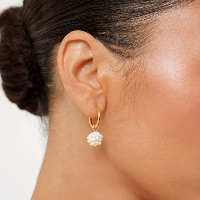 Tiny Pearls Hoops made by Atolea