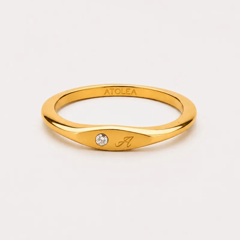 One-Initial Crystal Ring made by Atolea