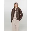 Retro Sheepskin Stand Collar Short Motorcycle Jacket “Caramel Mountain” sold by Firelady Fur