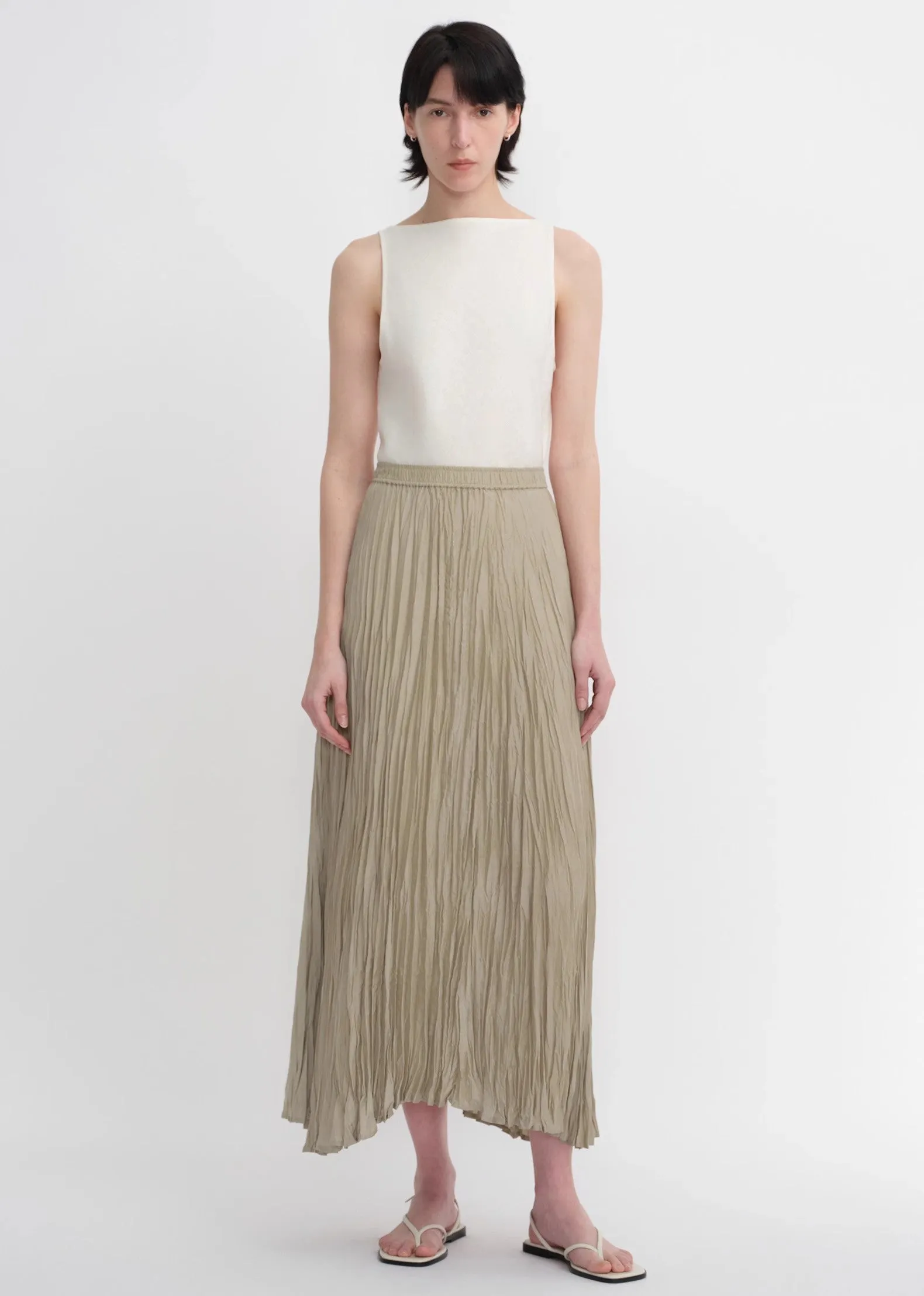 Mulberry silk custom pleated irregular hem skirt for women sold by Firelady Fur