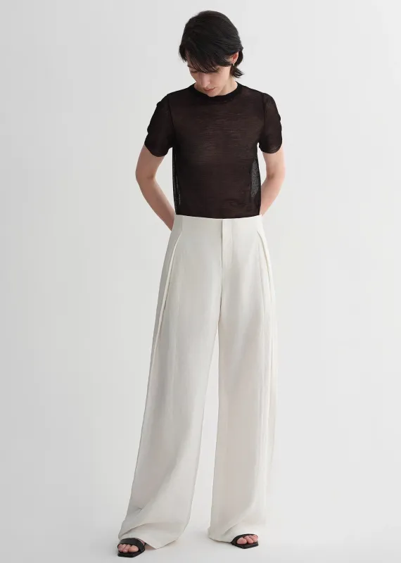 Summer mulberry silk linen waistless three-dimensional pleated wide-leg pants for women sold by Firelady Fur