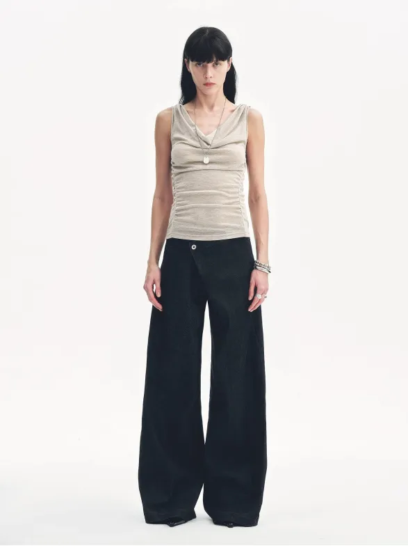 "Energetic Encounter" Modern Temperament Draped Neck Fitted Vest sold by Firelady Fur