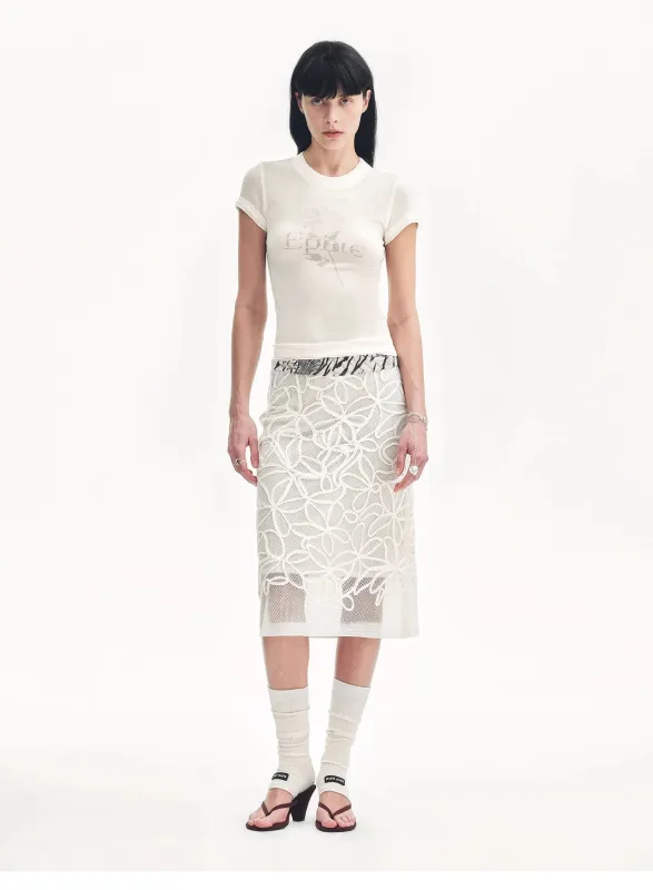 "Summer Dream" acetate sequin embroidered straight skirt sold by Firelady Fur