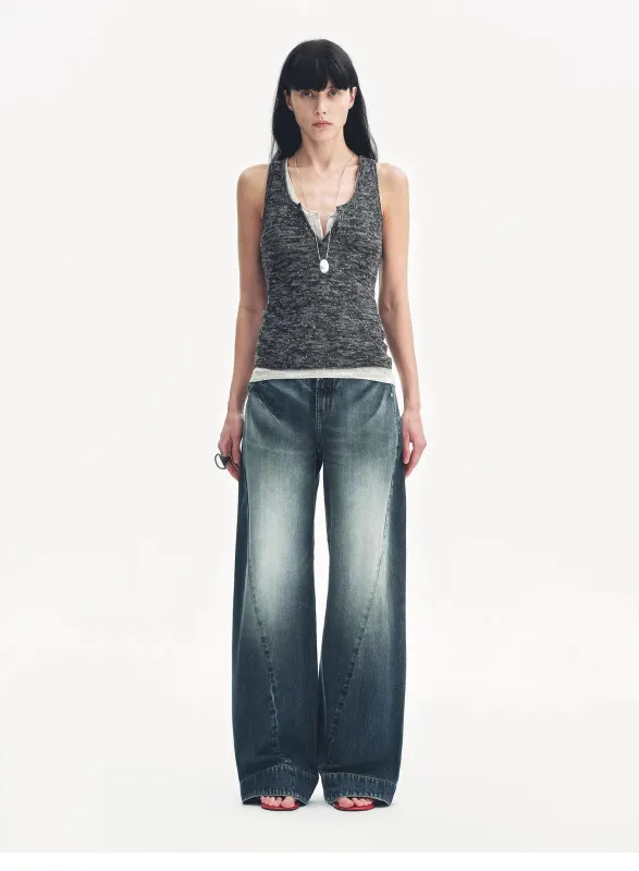 "Street Moments" Deconstructed Scimitar Straight Jeans Summer sold by Firelady Fur