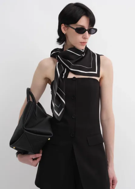 Fireladyfur Women's Stretch Silk Scarf with Original Geometric Print sold by Firelady Fur product image thumbnail 4