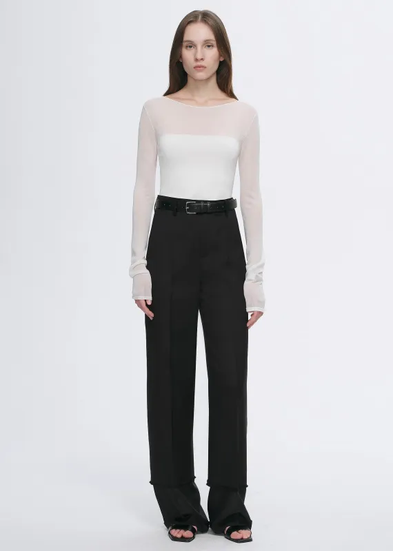 Transparent patchwork acetate Tencel temperament slim fit slim long sleeve T-shirt for women sold by Firelady Fur