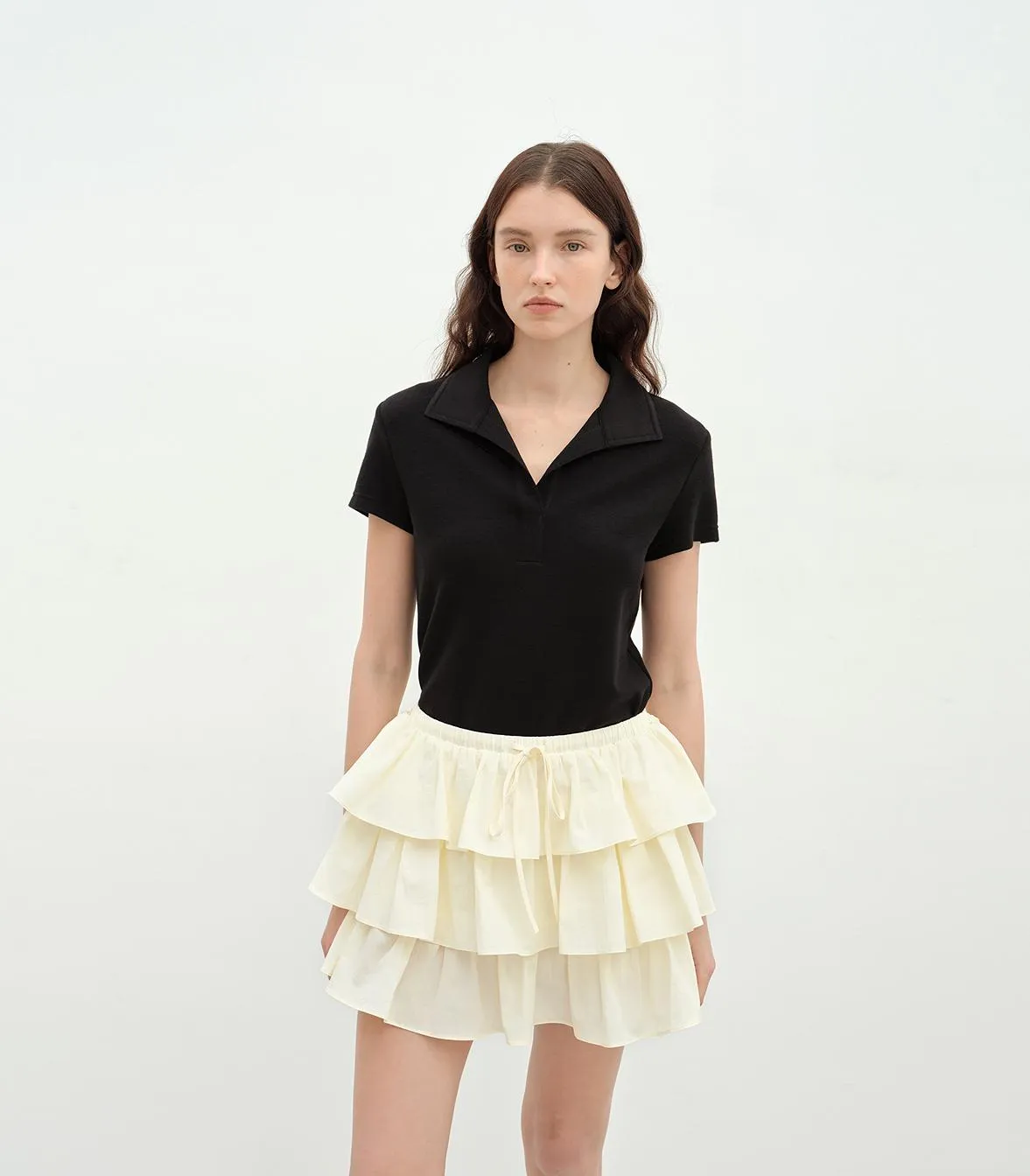 "Dublin" Lapel Straight Shoulder Slim Fit Short Sleeve T-shirt Tops Women sold by Firelady Fur product image thumbnail 5