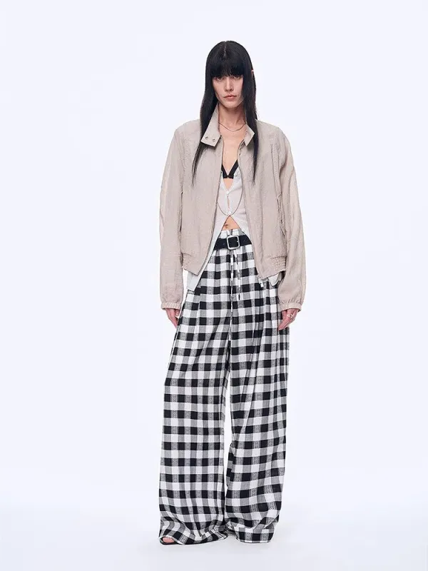 National Style Tencel Acetate Jacquard/Drape Linen Plaid Retro Casual Pants Spring"Plaid Accent" sold by Firelady Fur