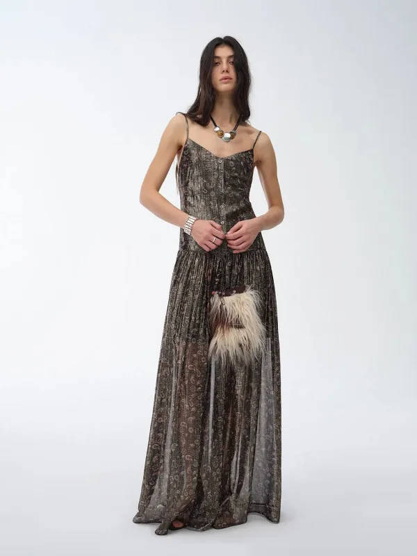 Retro Paisley Print Silk Holiday Sling Dress"Floating Lights" sold by Firelady Fur