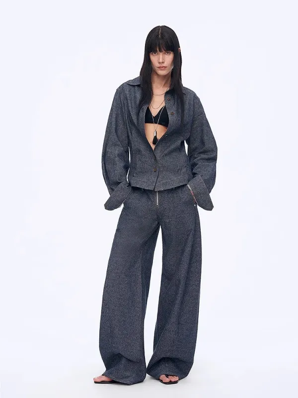 Fireladyfur Women's Stand-up Silhouette Double Waist Linen Trousers"Berlin Street" sold by Firelady Fur