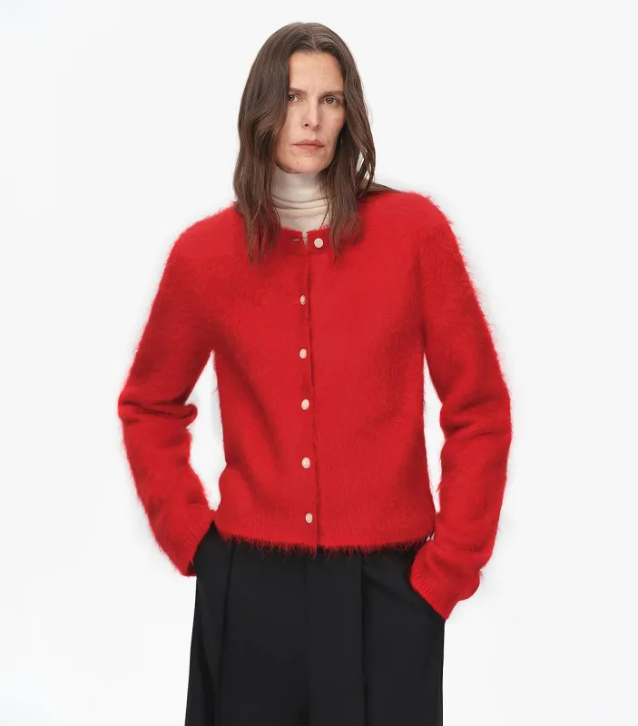 Albaca Alpaca Brushed Round Neck Straight Cardigan Women's Sweater sold by Firelady Fur