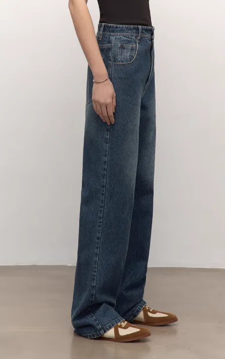 TOP grade long-staple cotton basic micro-stacked straight jeans sold by Firelady Fur product image thumbnail 5