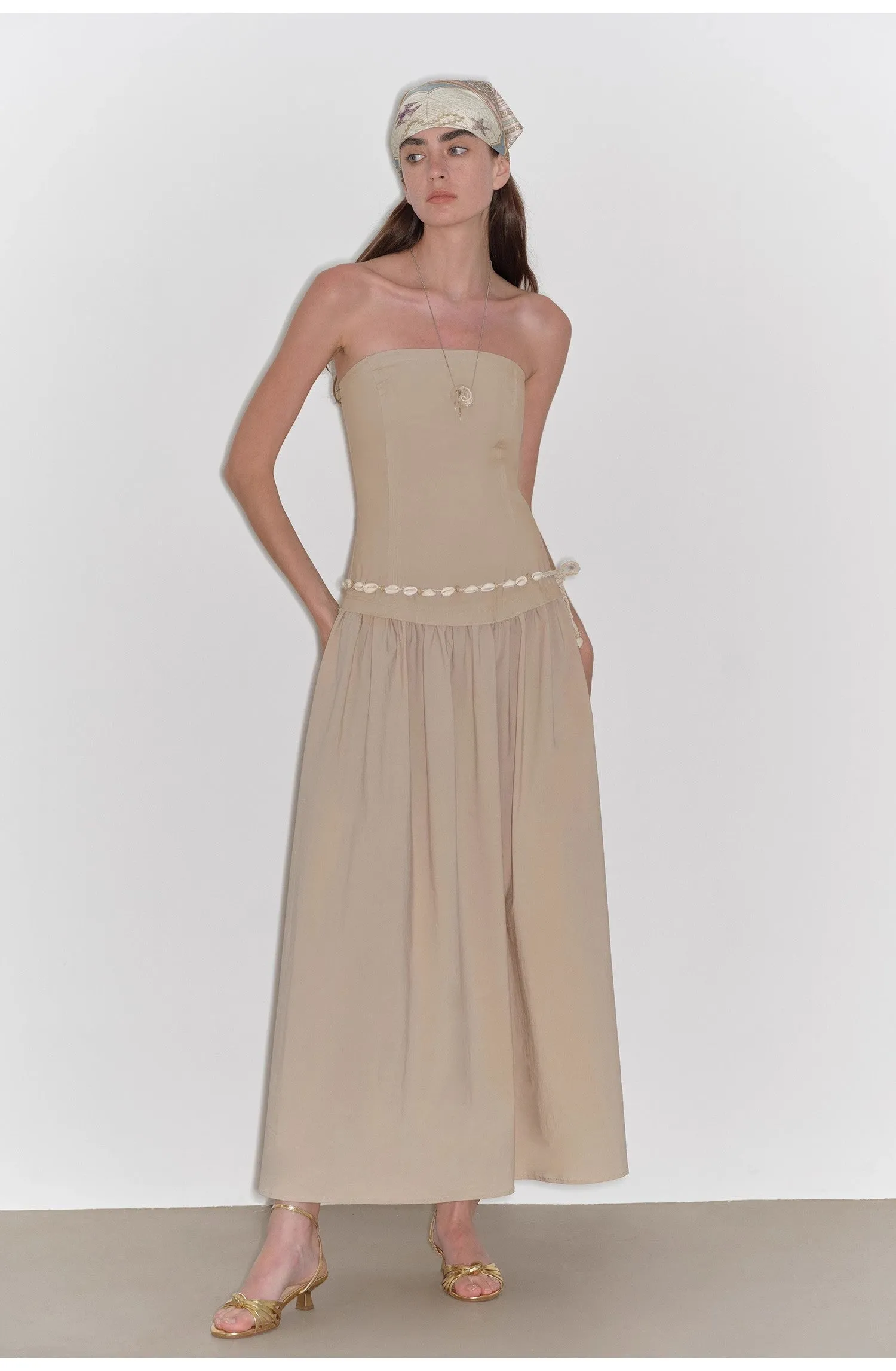 "Summer Formula" Retro and elegant bust-wrapped, long-waisted, slim-fitting, large A-hem mid-length dress sold by Firelady Fur product image thumbnail 2