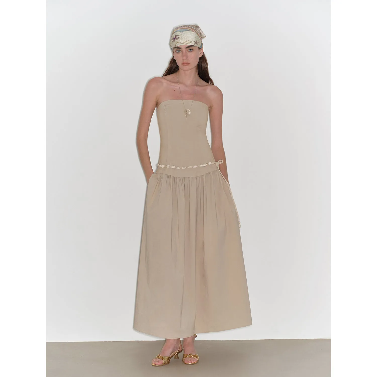 "Summer Formula" Retro and elegant bust-wrapped, long-waisted, slim-fitting, large A-hem mid-length dress sold by Firelady Fur product image thumbnail 5