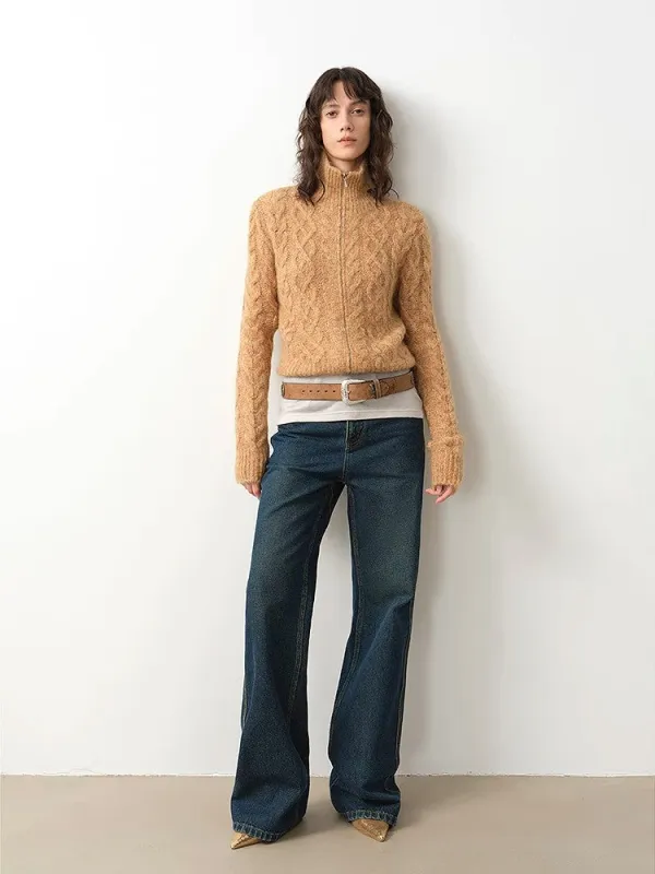 "Pure Flared" Japanese imported fabric Vintage retro washed loose flared jeans for women sold by Firelady Fur