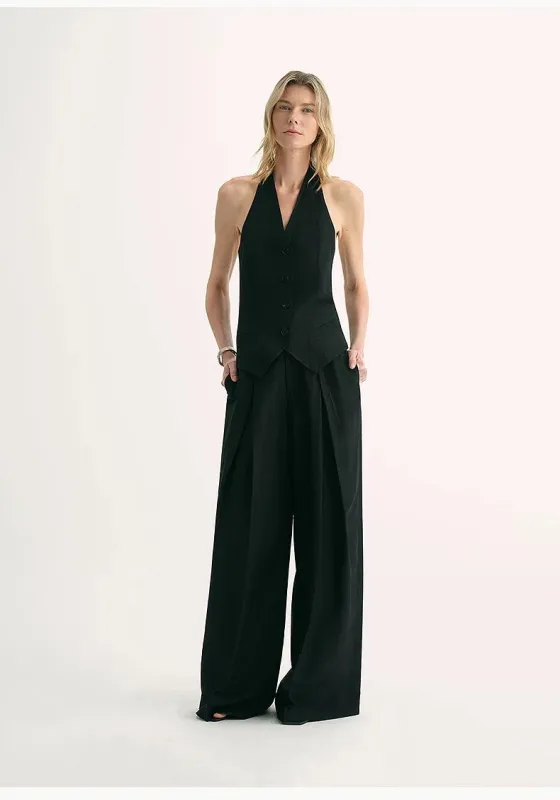 Classic old money style cool feeling silk linen halterneck sleeveless short vest women's top sold by Firelady Fur