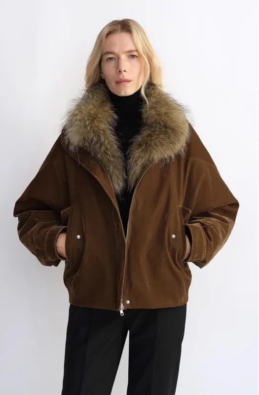 Fireladyfur Women's Loose Parka with Detachable Raccoon Fur Collar sold by Firelady Fur