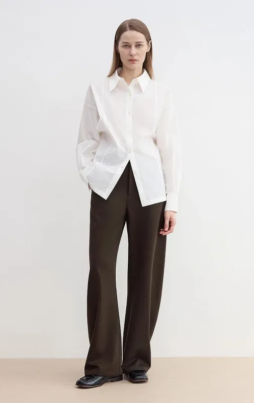 "Nostalgic Stroll" Wool Blended High Waist Curved Scimitar Casual Pants for Women sold by Firelady Fur