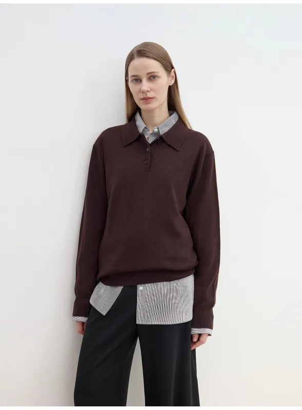 "Library Diary" Machine Washable Premium Wool Women's Polo Neck Loose Top made by Firelady Fur
