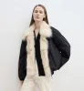 "Day and Night Rider" detachable contrasting fox fur collar white goose down waterproof parka down jacket sold by Firelady Fur