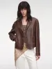 New Zealand imported waxed sheepskin distressed short leather jacket "Vintage Old Stories" sold by Firelady Fur