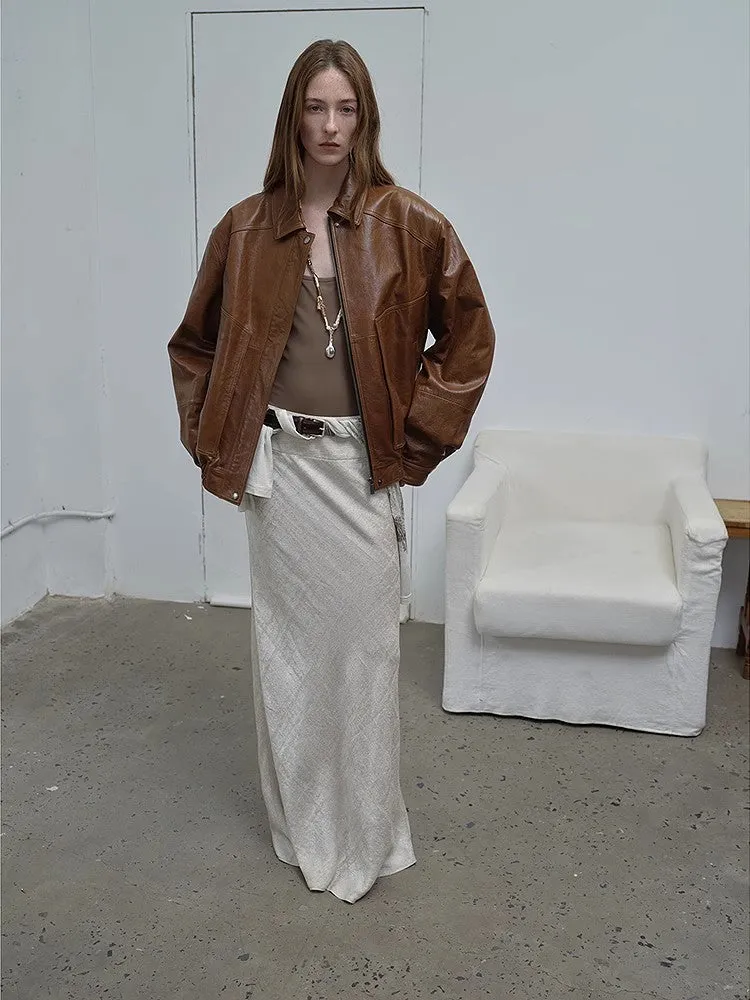 Fireladyfur Women's Retro Work Jacket in Waxed Leather "Fashionable Luke" sold by Firelady Fur product image thumbnail 2