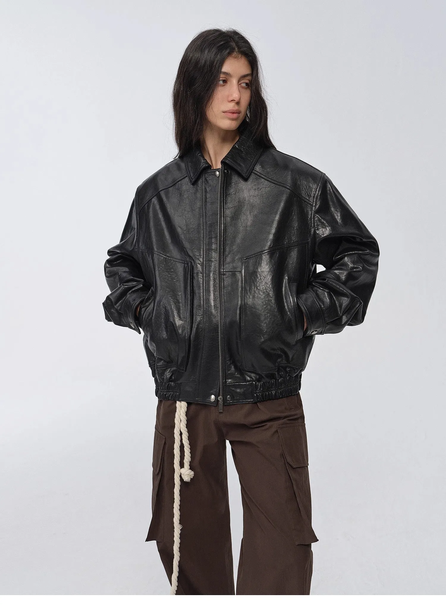 Fireladyfur Women's Retro Work Jacket in Waxed Leather "Fashionable Luke" sold by Firelady Fur product image thumbnail 5