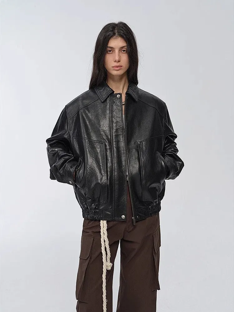 Fireladyfur Women's Retro Work Jacket in Waxed Leather "Fashionable Luke" sold by Firelady Fur