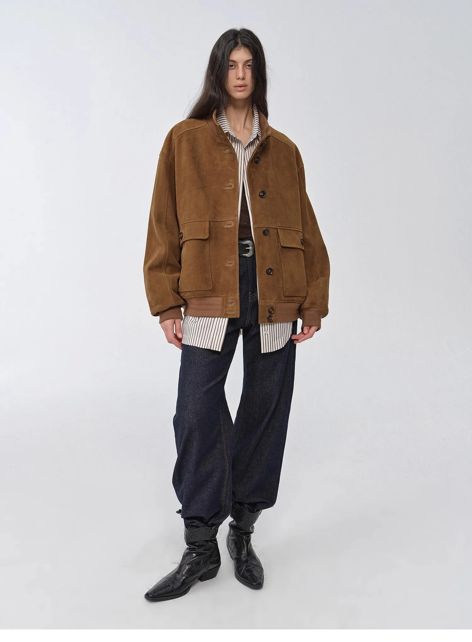 Vintage imported suede sheepskin leather ribbed patchwork jacket "Spring Whisper" sold by Firelady Fur product image thumbnail 5