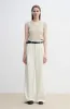 Women's white straight casual wide waist drape floor-length wide leg pants sold by Firelady Fur